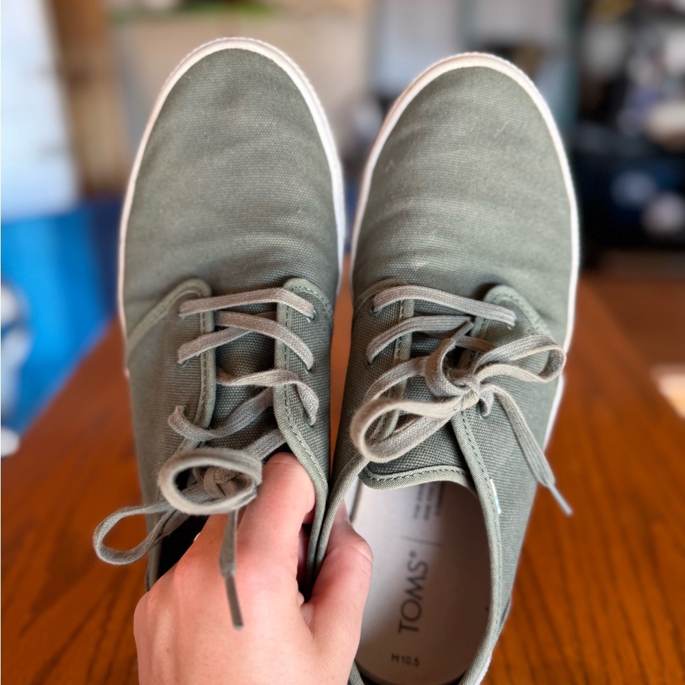 TOMS Olive Canvas Lace-Up Shoes
